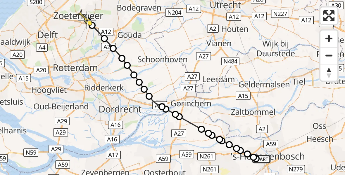 Routekaart van de vlucht: Lifeliner 2 naar Zoetermeer, Gementweg