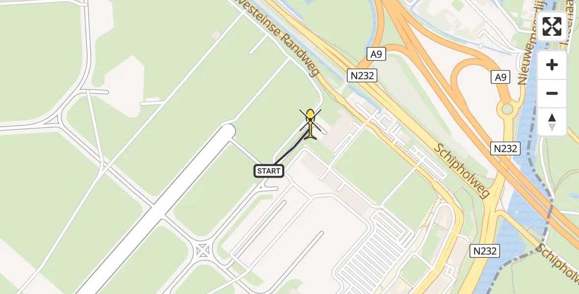 Vluchtroute Politiehelikopter van Schiphol naar Schiphol