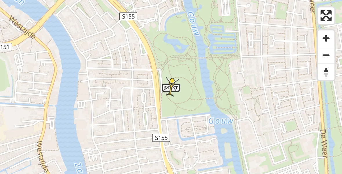 Routekaart van de vlucht: Lifeliner 1 naar Zaandam, Heijermansstraat