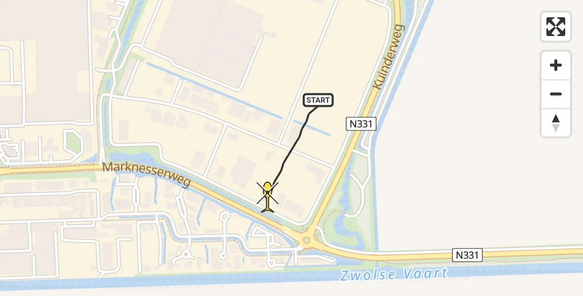 Routekaart van de vlucht: Politiehelikopter naar Emmeloord, Florijn