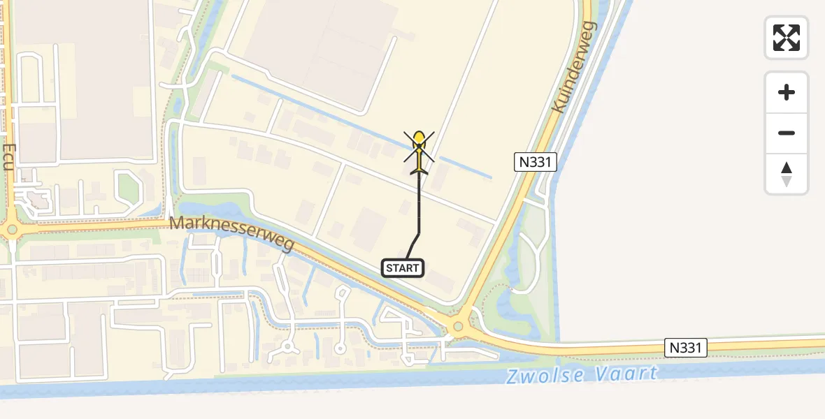 Routekaart van de vlucht: Politiehelikopter naar Emmeloord, Franc