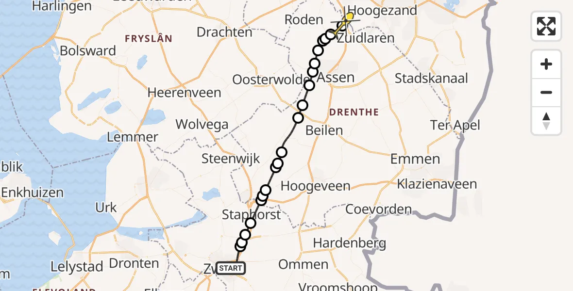 Routekaart van de vlucht: Lifeliner 4 naar Groningen Airport Eelde, Kuyerhuislaan
