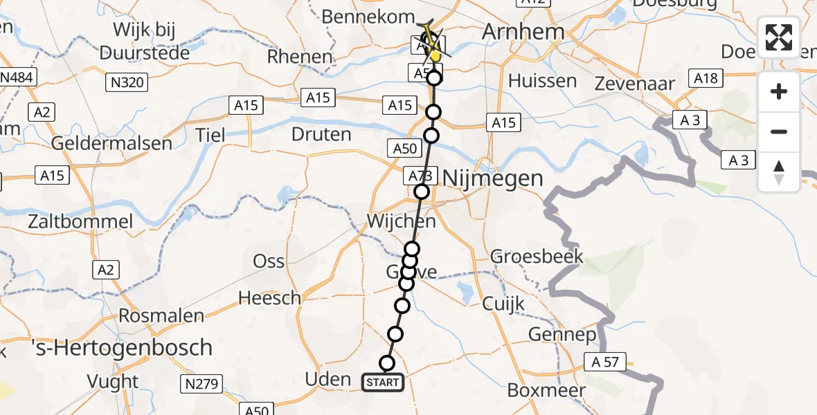 Routekaart van de vlucht: Lifeliner 3 naar Doorwerth, Houtvennen