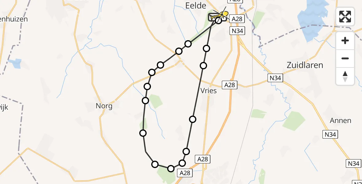 Routekaart van de vlucht: Lifeliner 4 naar Groningen Airport Eelde, Moespot