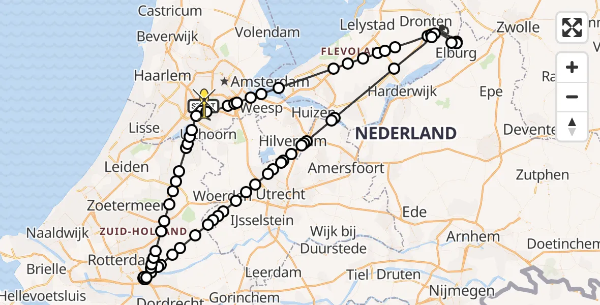 Routekaart van de vlucht: Politieheli naar Schiphol, Zanderijstraat