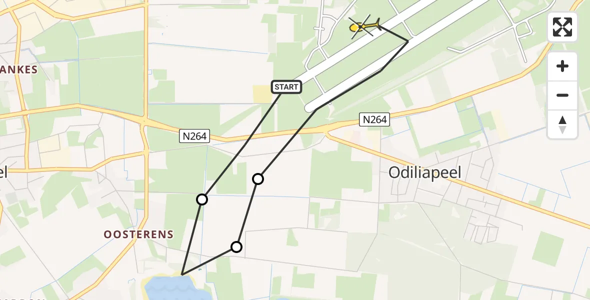 Routekaart van de vlucht: Lifeliner 3 naar Vliegbasis Volkel, Rechtestraat