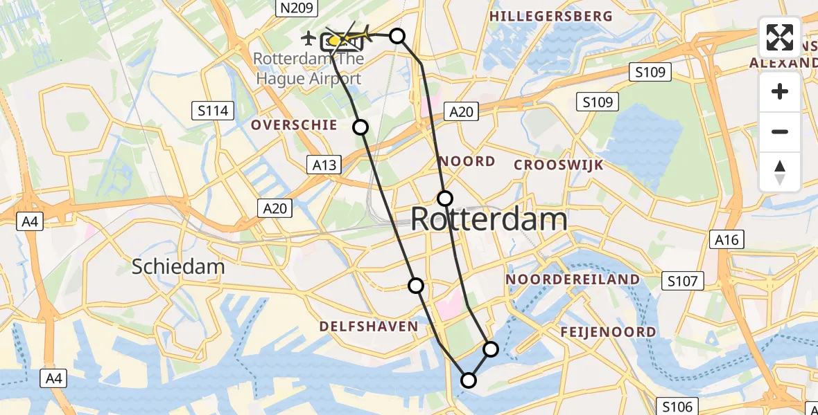 Routekaart van de vlucht: Lifeliner 2 naar Rotterdam The Hague Airport, Terletpad