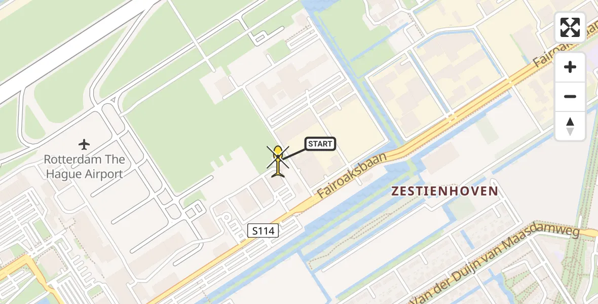 Routekaart van de vlucht: Lifeliner 2 naar Rotterdam The Hague Airport, Brandenburgbaan