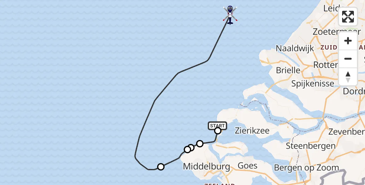 Vluchtroute Politiehelikopter Burgh-Haamstede - , 08 september 2025, 07:14