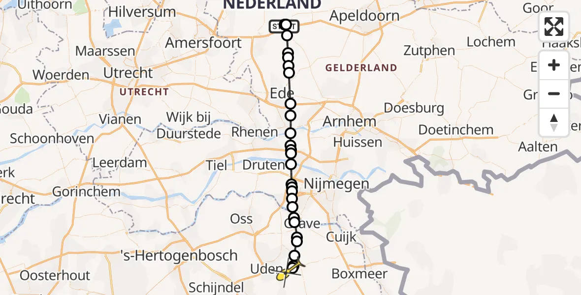 Routekaart van de vlucht: Lifeliner 3 naar Vliegbasis Volkel, Tolnegenweg