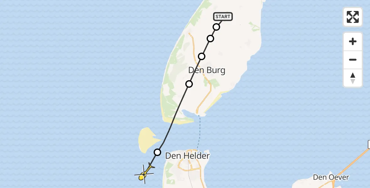 Routekaart van de vlucht: Politiehelikopter naar Den Helder, Postweg
