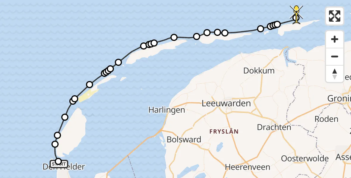 Routekaart van de vlucht: Politieheli naar 