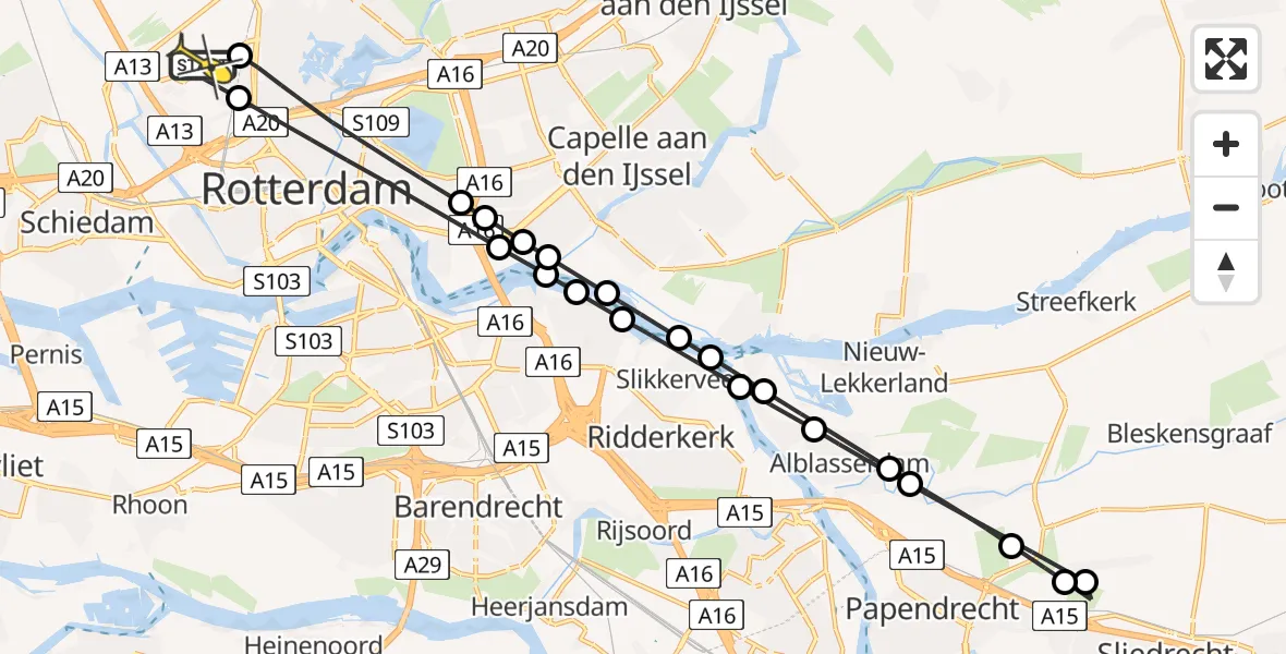Routekaart van de vlucht: Lifeliner 2 naar Rotterdam The Hague Airport, Linnaeushof