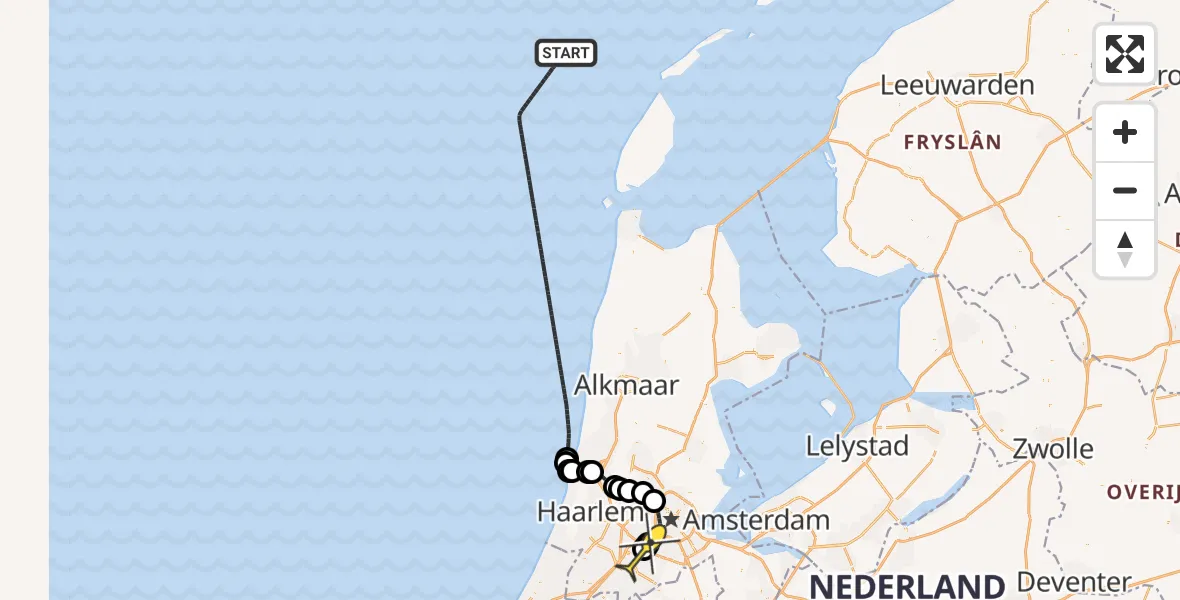 Routekaart van de vlucht: Politieheli naar Schiphol, Thermiekstraat