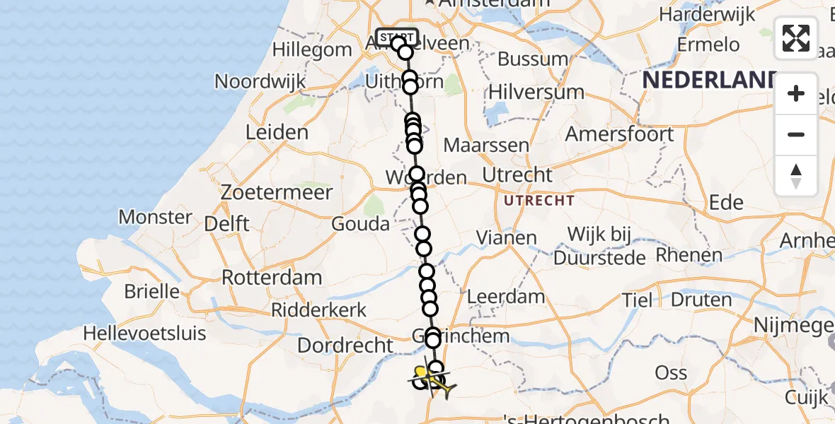 Routekaart van de vlucht: Politieheli naar Hank, Thermiekstraat