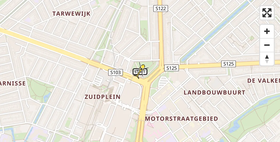 Routekaart van de vlucht: Lifeliner 2 naar Rotterdam, Zuidplein