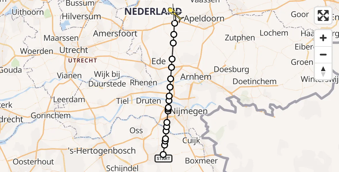Routekaart van de vlucht: Lifeliner 3 naar Uddel, Millsebaan