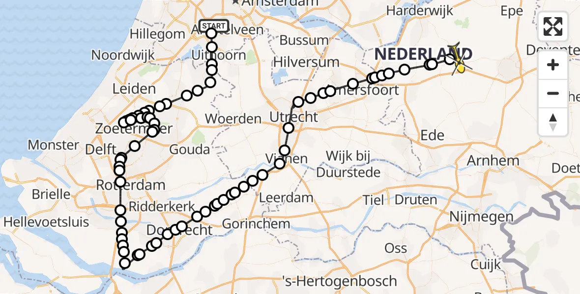 Routekaart van de vlucht: Politieheli naar Uddel, Westerkimweg