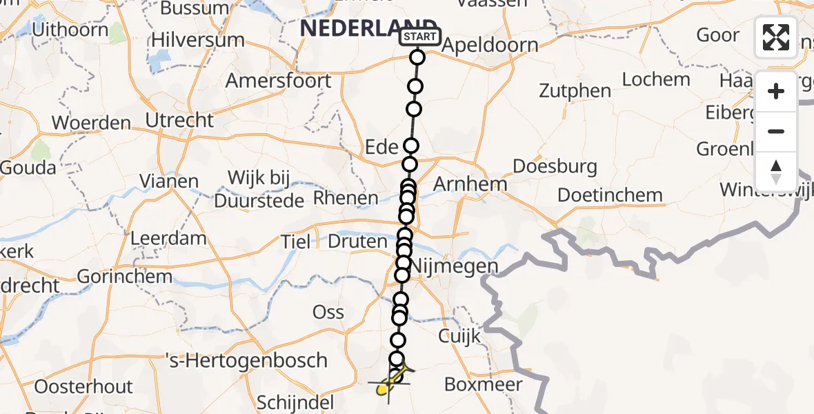 Routekaart van de vlucht: Lifeliner 3 naar Vliegbasis Volkel, Vossen