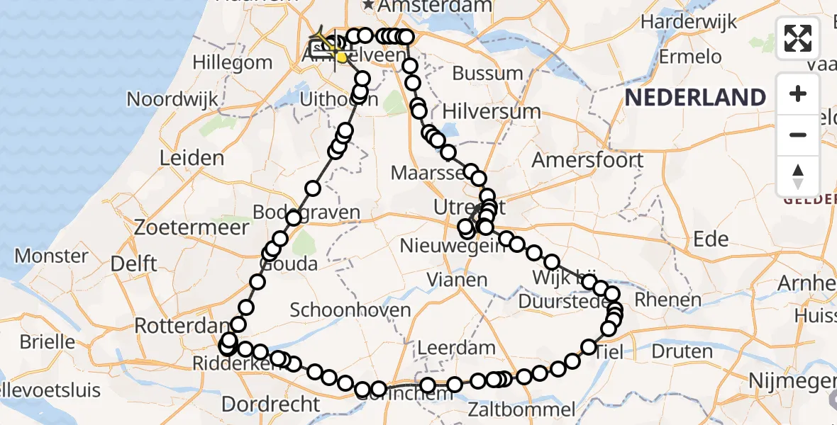 Routekaart van de vlucht: Politieheli naar Schiphol, Goede Ree