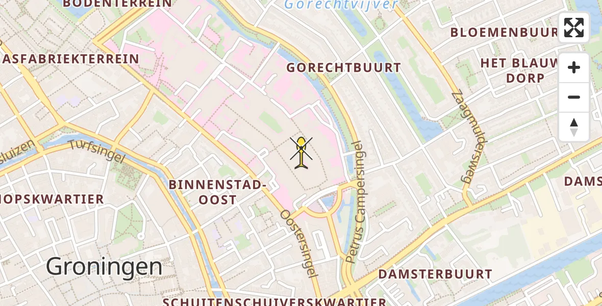 Routekaart van de vlucht: Ambulanceheli naar Universitair Medisch Centrum Groningen