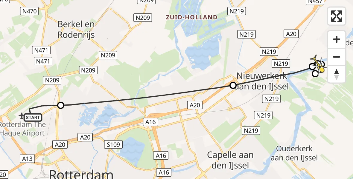 Routekaart van de vlucht: Lifeliner 2 naar Gouderak, Bovendijk