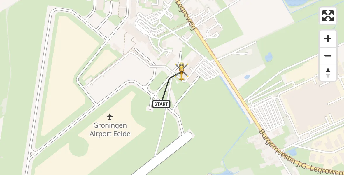 Vluchtroute Ambulancehelikopter Groningen Airport Eelde - Groningen Airport Eelde, 09 september 2025, 09:58