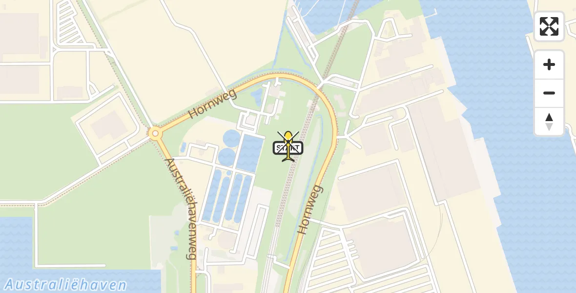 Routekaart van de vlucht: Lifeliner 1 naar Amsterdam Heliport, Hornweg