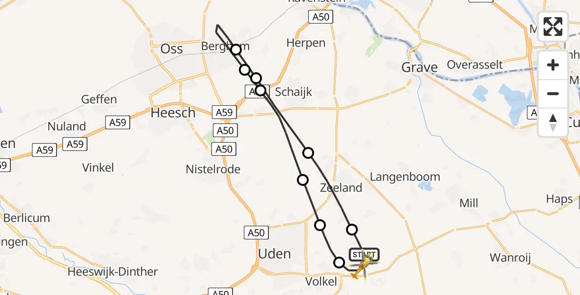 Vluchtroute Traumahelikopter Vliegbasis Volkel - Vliegbasis Volkel, 09 september 2025, 17:01