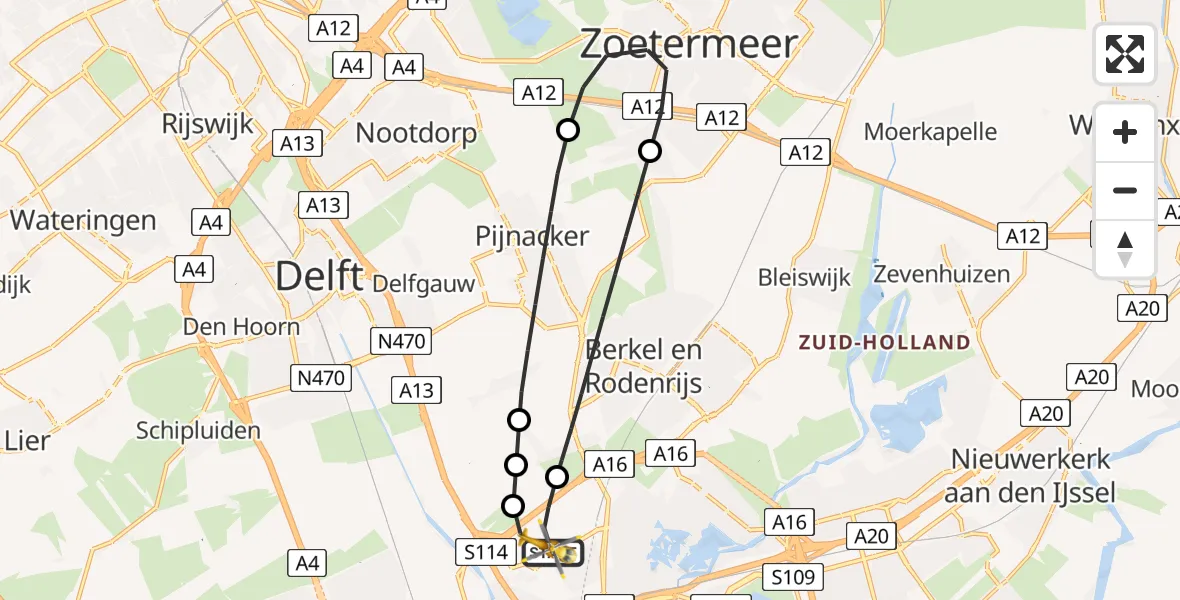 Vluchtroute Traumahelikopter Rotterdam The Hague Airport - Rotterdam The Hague Airport, 09 september 2025, 17:25