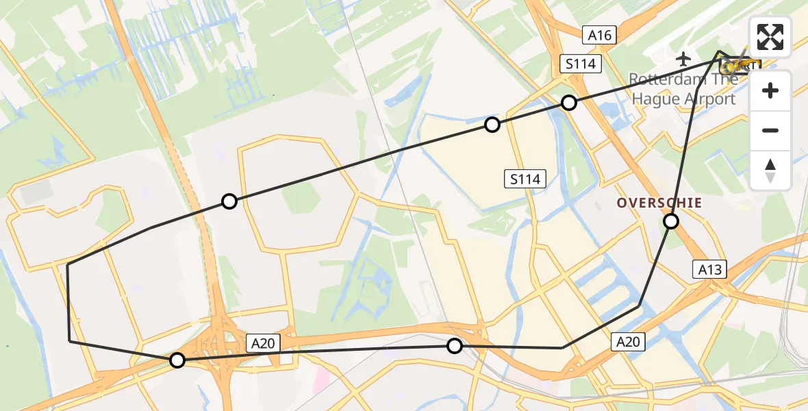 Vluchtroute Traumahelikopter Rotterdam The Hague Airport - Rotterdam The Hague Airport, 09 september 2025, 18:36