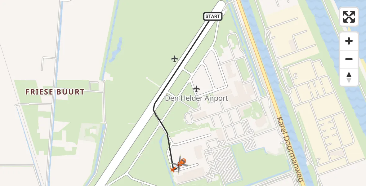 Vluchtroute Kustwachthelikopter Vliegveld De Kooy - Vliegveld De Kooy, 09 september 2025, 18:53