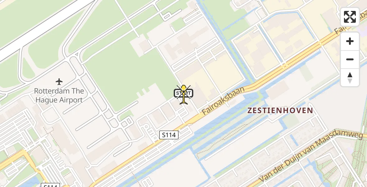 Routekaart van de vlucht: Lifeliner 2 naar Rotterdam The Hague Airport, Brandenburgbaan