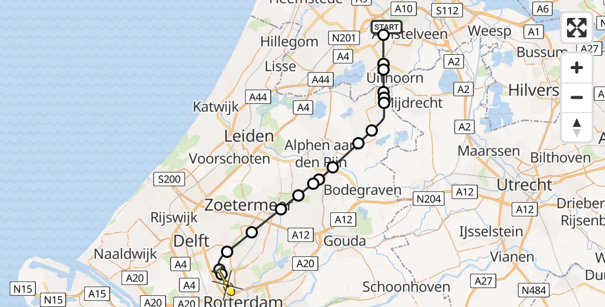 Routekaart van de vlucht: Politieheli naar Rotterdam The Hague Airport, Thermiekstraat