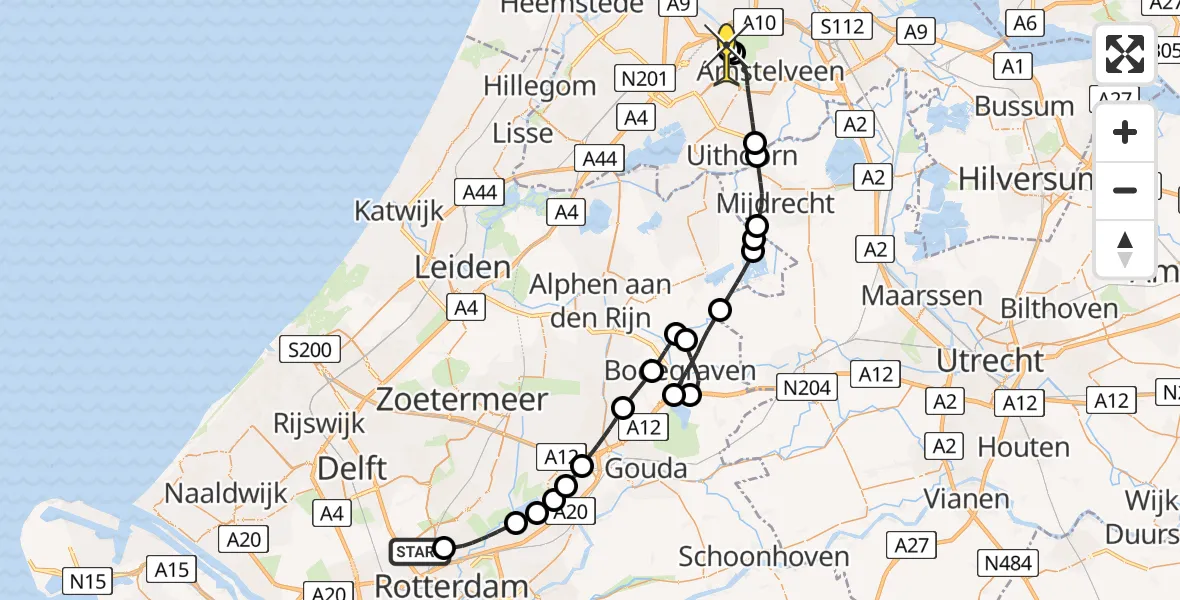 Routekaart van de vlucht: Politieheli naar Schiphol, Bovendijk