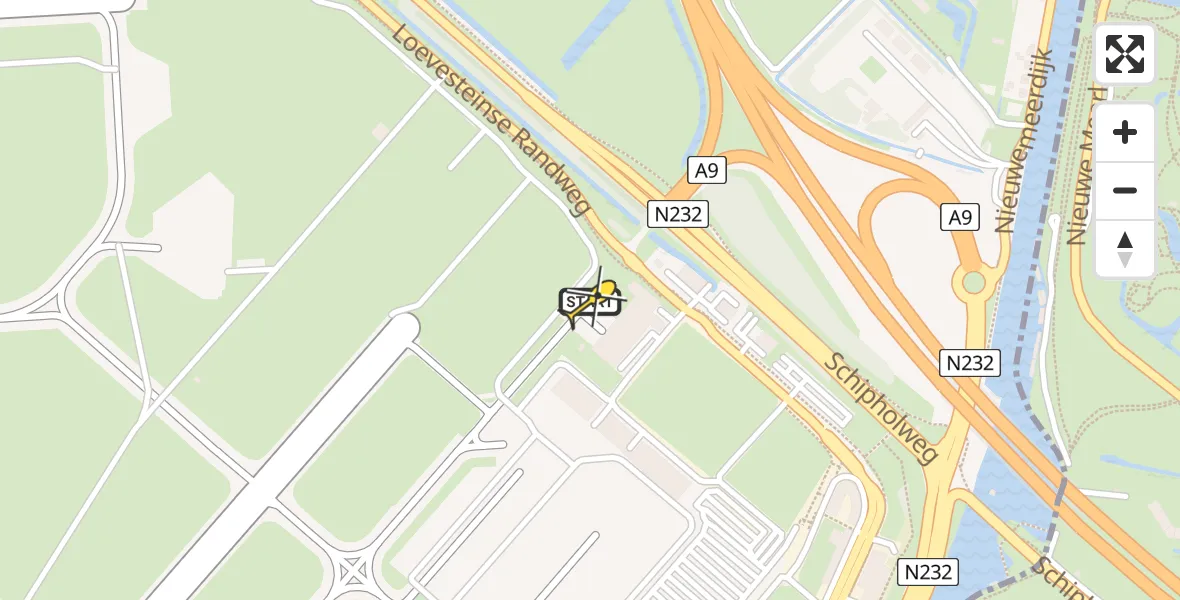 Routekaart van de vlucht: Politieheli naar Schiphol, Loevesteinse Randweg