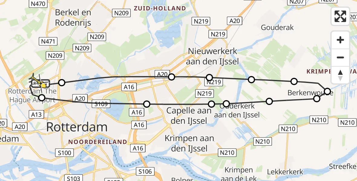 Routekaart van de vlucht: Lifeliner 2 naar Rotterdam The Hague Airport, HSL-Zuid