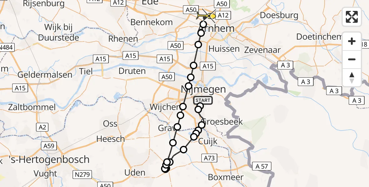 Routekaart van de vlucht: Lifeliner 3 naar Arnhem, Baljuwstraat