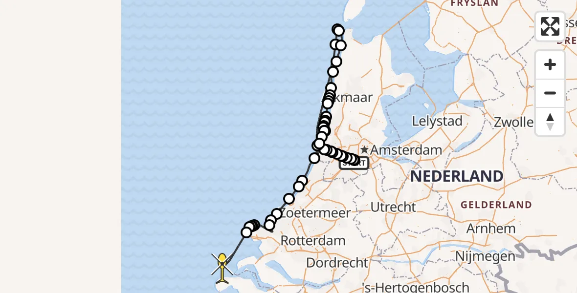 Routekaart van de vlucht: Politieheli naar Dakotaweg