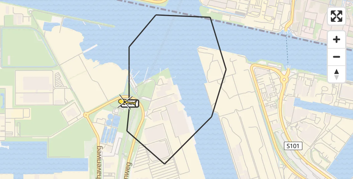 Routekaart van de vlucht: Lifeliner 1 naar Amsterdam Heliport, Elbaweg