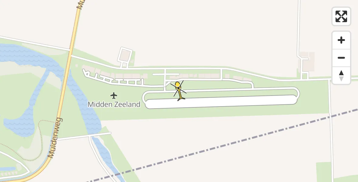 Routekaart van de vlucht: Politiehelikopter naar Vliegveld Midden-Zeeland