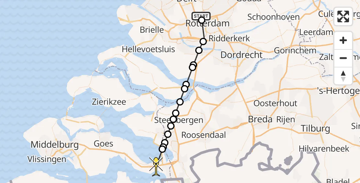 Routekaart van de vlucht: Lifeliner 2 naar Rilland, Terletweg