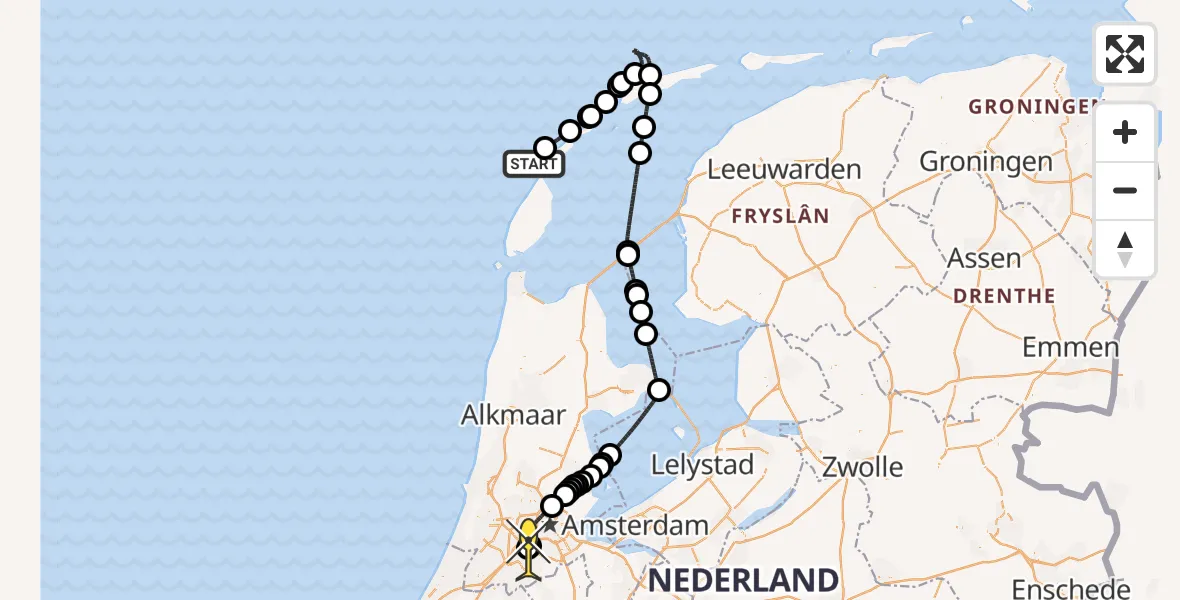 Routekaart van de vlucht: Politieheli naar Schiphol, Thermiekstraat