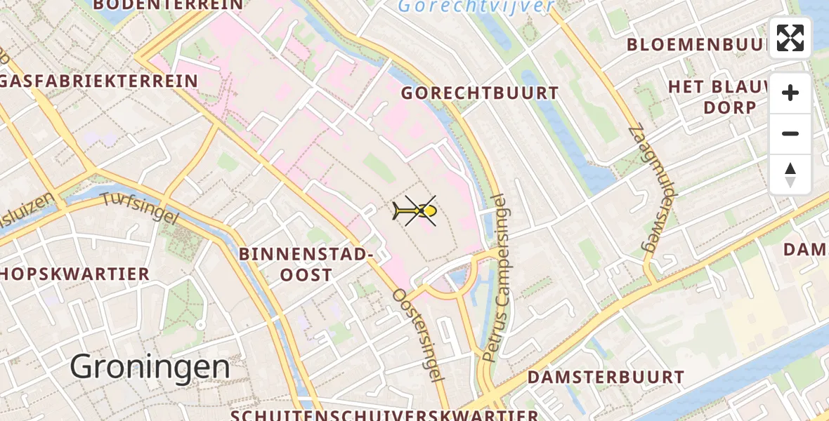 Routekaart van de vlucht: Lifeliner 4 naar Universitair Medisch Centrum Groningen