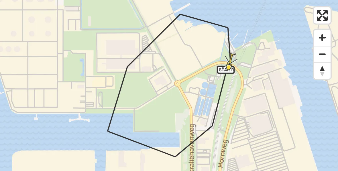 Routekaart van de vlucht: Lifeliner 1 naar Amsterdam Heliport, Australiëhaven