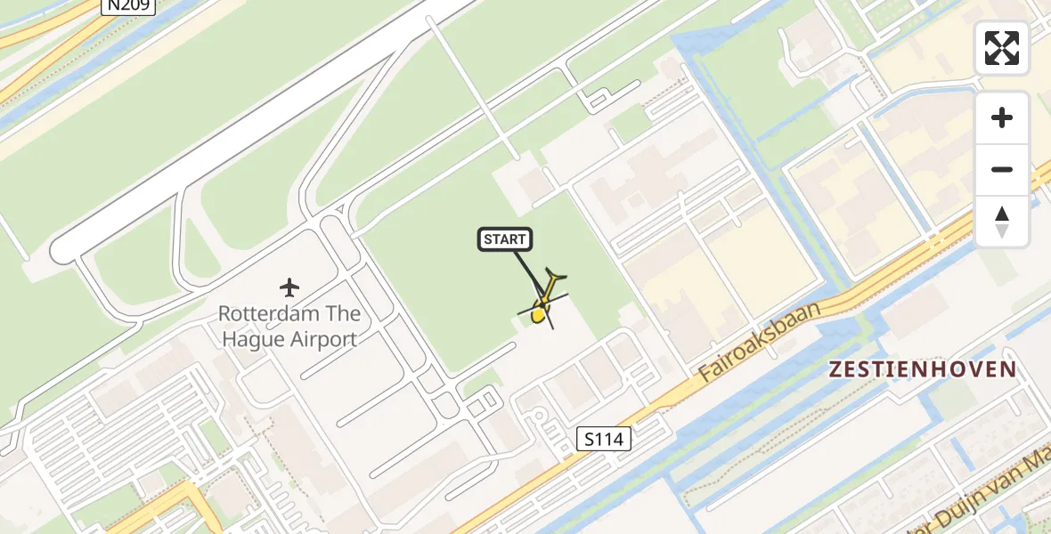 Routekaart van de vlucht: Politieheli naar Rotterdam The Hague Airport, Brandenburgbaan