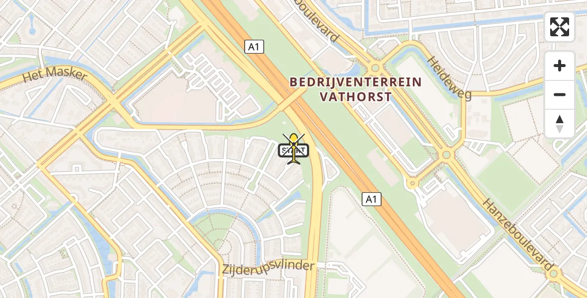 Routekaart van de vlucht: Lifeliner 1 naar Amersfoort, Kopervlinder