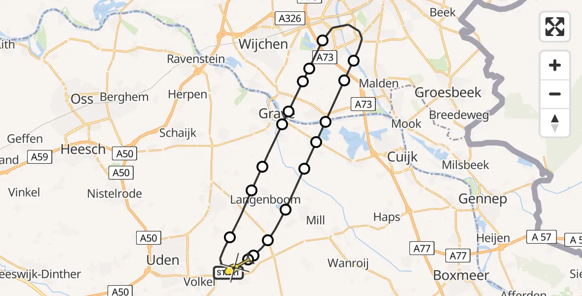 Routekaart van de vlucht: Lifeliner 3 naar Vliegbasis Volkel, Joke Smitlaan