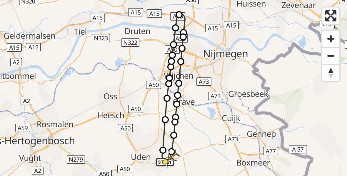 Routekaart van de vlucht: Lifeliner 3 naar Vliegbasis Volkel, Valkappel