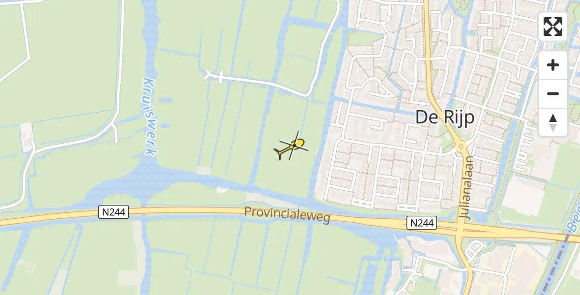 Routekaart van de vlucht: Lifeliner 1 naar De Rijp